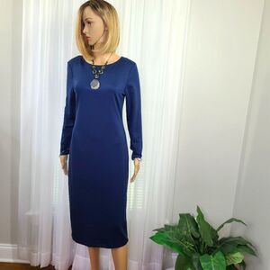 Riva Woman Solid Long Sleeve Jersey Dress Small